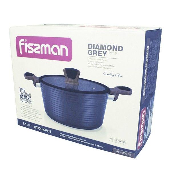 Кастрюля с крышкой Fissman Diamond Grey 7,1 л (AL-4305.28) - фото 5