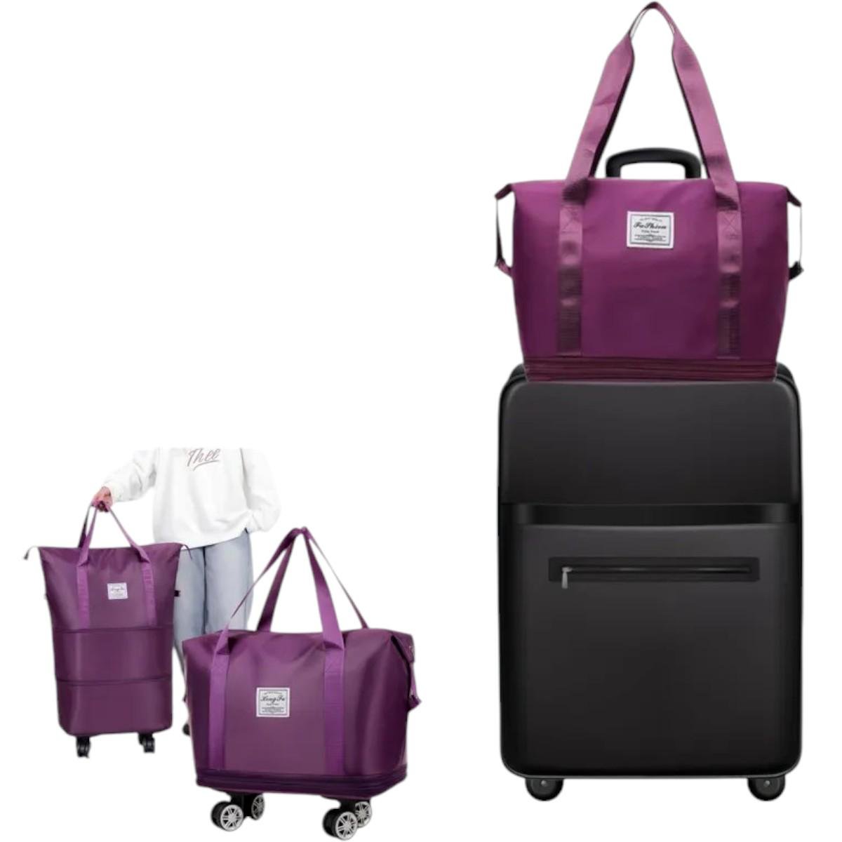 Сумка дорожная на колесах Hong Fu с расширением Сиреневый (2950 TB) - фото 3