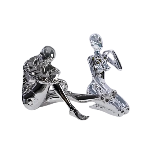 Статуэтки Hajime Sorayama Киберпанк Мужчина и женщина геноиды Серебряный