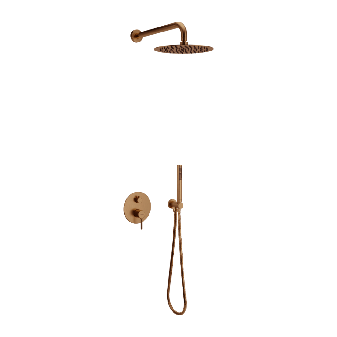 Смеситель скрытого монтажа Excellent PI с ручным и верхним душем Excellent PI Медный матовый (AREX.SET.1245CB)