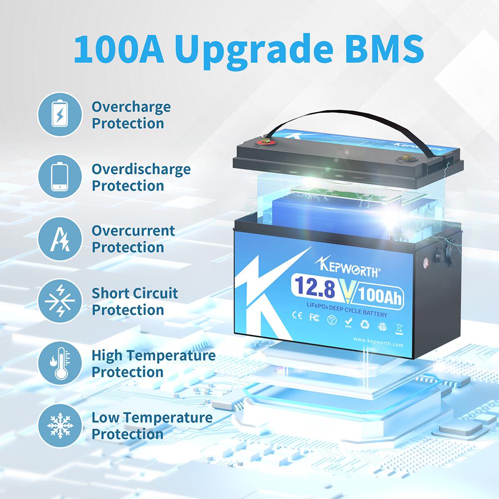 Акумулятор Kepworth LiFePO4 12V 100Ah 1280W 332 мм із зарядним пристроєм BMS (K12100332) - фото 3 Акумулятор Kepworth LiFePO4 12V 100Ah 1280W 332 мм із зарядним пристроєм BMS (K12100332) - фото 3