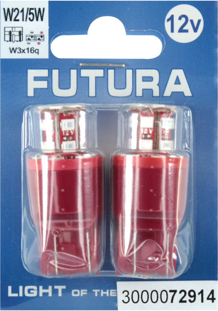 Лампочка без цоколя Futura LED T20 W21/5W SMD 24-диоды 12V W3x16q 2 шт. Красный