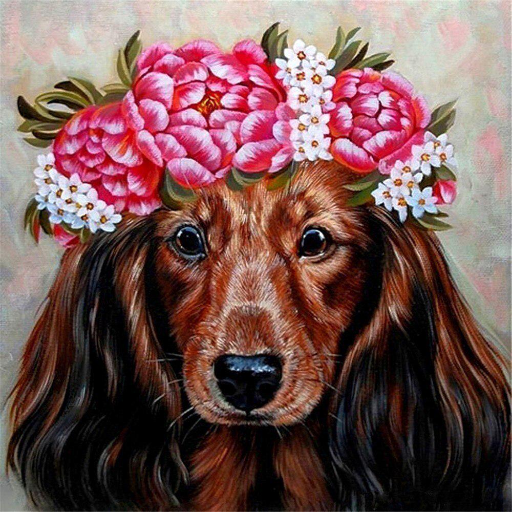 Алмазная мозаика Emerald Craft Спаниель с веночком 30x30 см (23405)