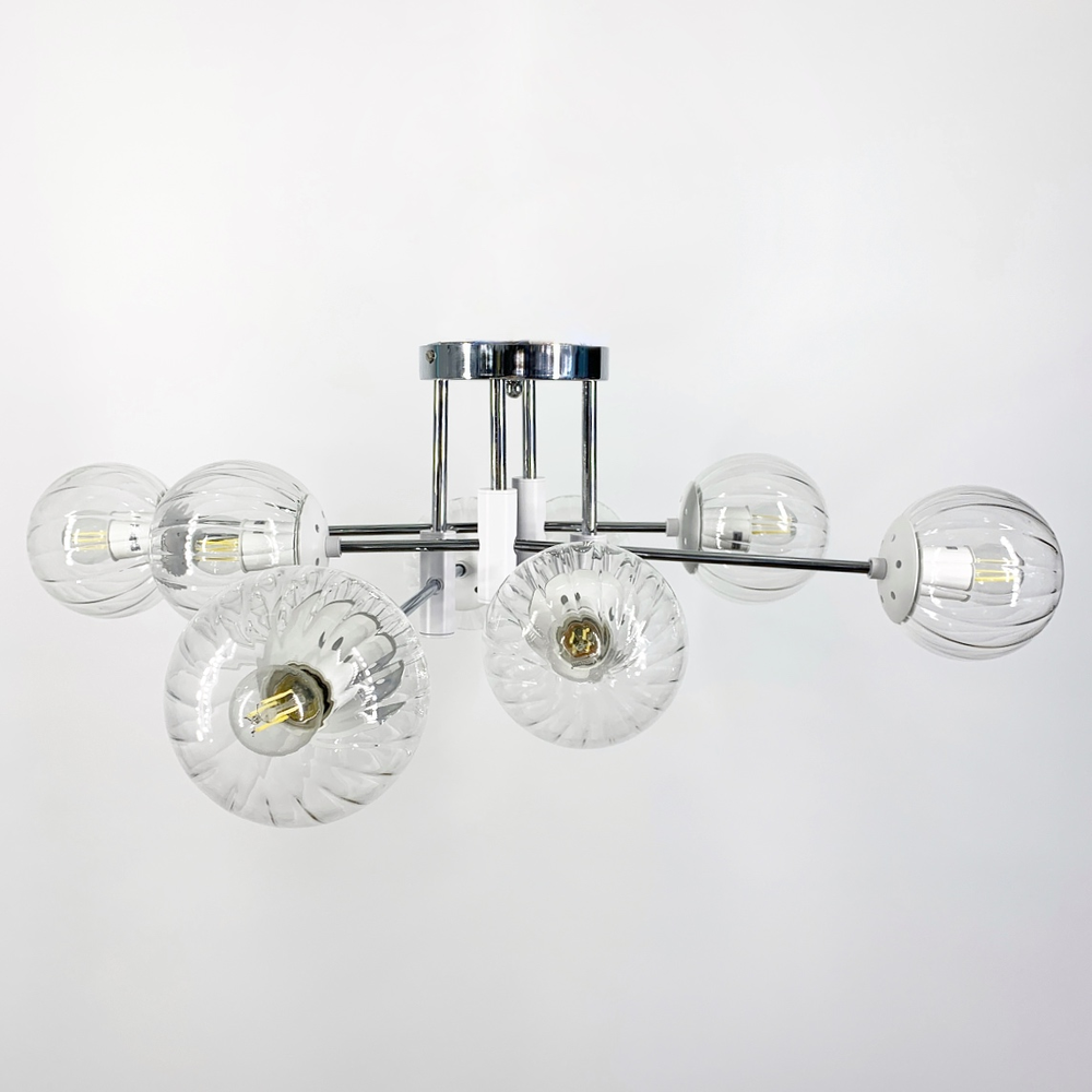 Люстра стельова Lighthouse LF-17376/8CR/WT/CL Хром/Білий/Прозорий