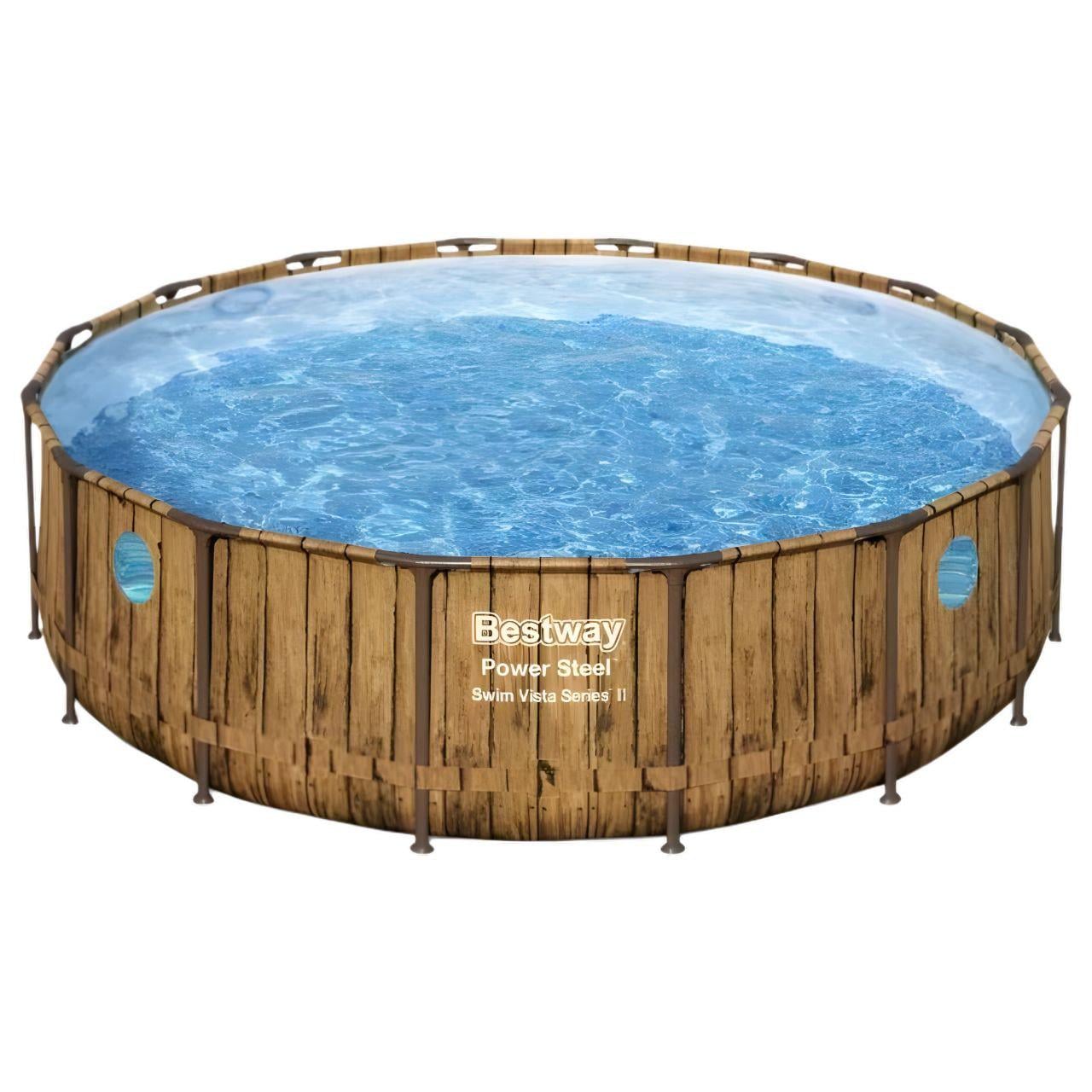 Басейн каркасний Bestway 56725 круглий з насосом тентом і вікнами 488×122 см (34322783)