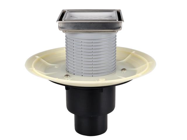 Трап для внутренних помещений с гидрозатвором с вертикальным выпуском DN50/75 мм/110 мм с надставным элементом 132х132 мм/112х112 мм (HL310N-3020)