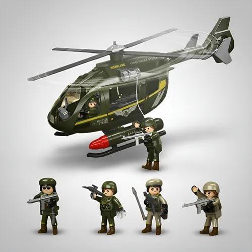 Вертолет военный QL888-82 подвижные детали 39х25х12 см
