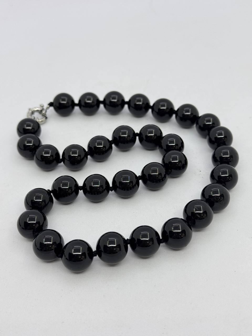 Бусы из Шерл турмалина 45 см Черный (12475)