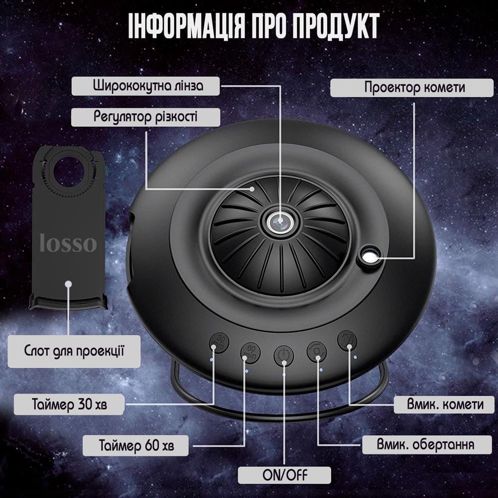 Проектор звездного неба Losso Stars LED Черный (373773828) - фото 9