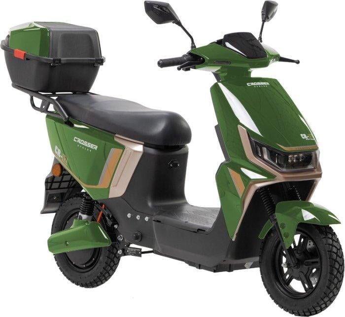 Электроскутер двухместный Crosser CR12 1000W 72V 20Ah с кофром-багажником Зеленый