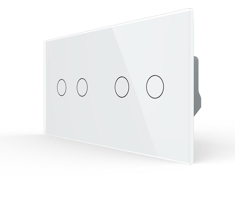 Выключатель проходной Livolo умный Livolo сенсорный 4 клавиши 2-2 Wi-Fi стекло Белый