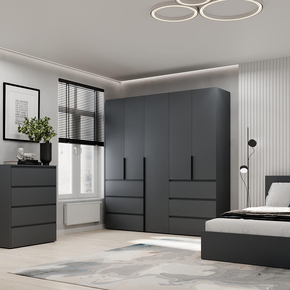 Шкаф распашной комбинированный ART IN HEAD №3 Light 2000x500x2200 мм Графит серый (GALTK037000000) - фото 3 Шкаф распашной комбинированный ART IN HEAD №3 Light 2000x500x2200 мм Графит серый (GALTK037000000) - фото 3