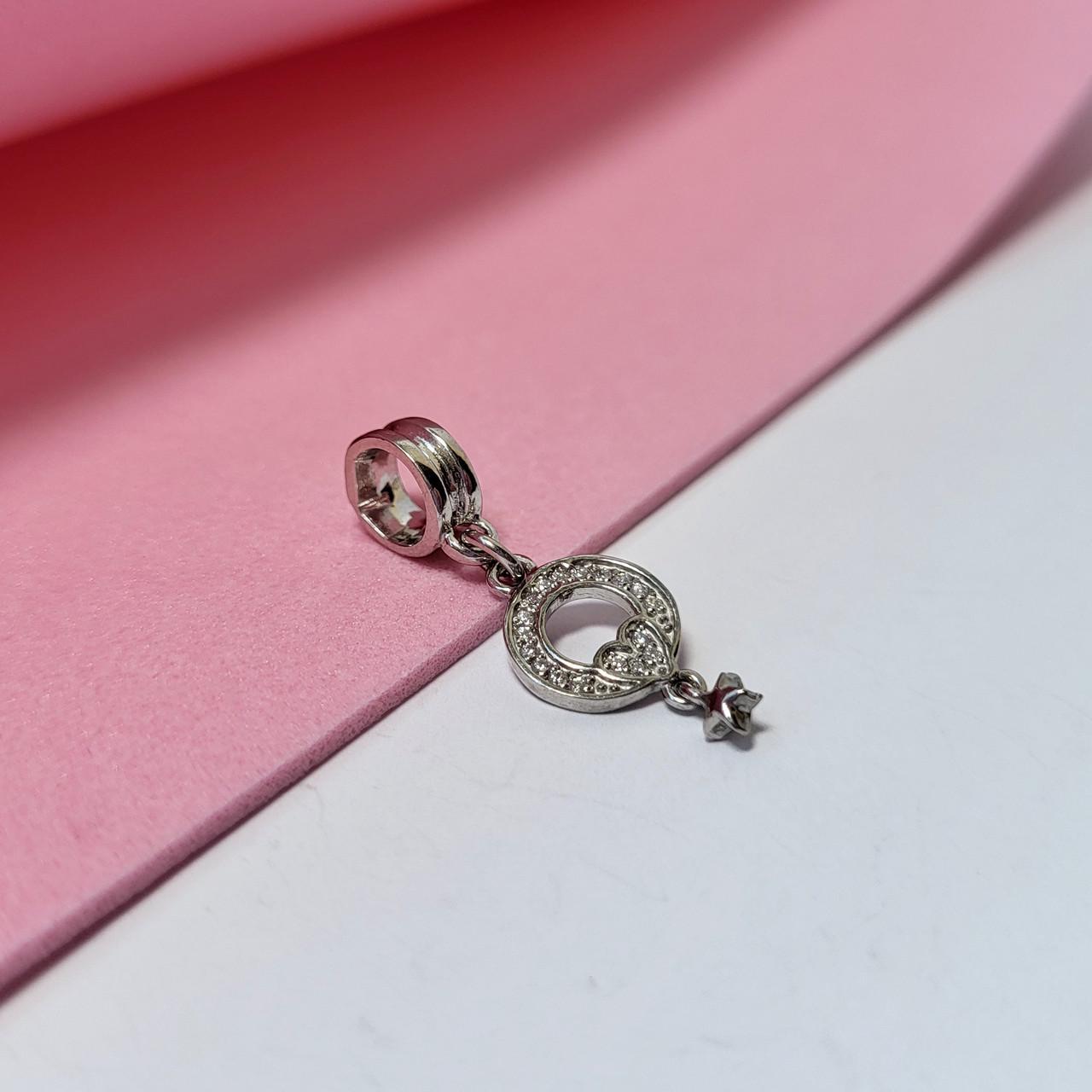 Шарм с подвеской Круг и Звезда в камнях серебро 925 пробы (834р)