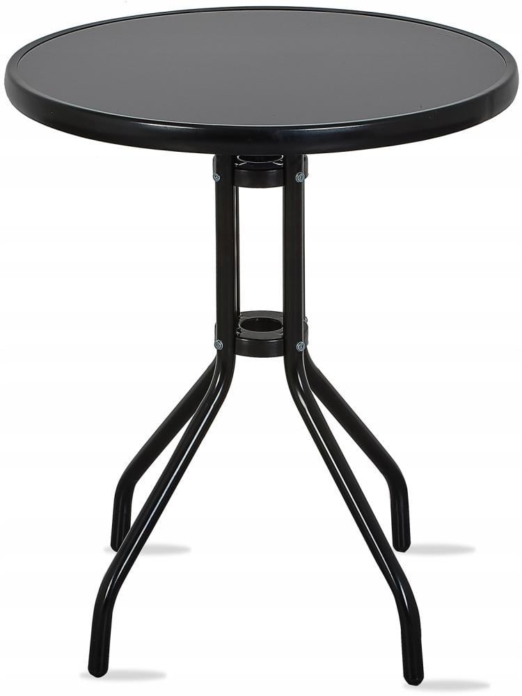 Стол садовый Bonro B-6002 стеклянный круглый 60 см Черный (132-76-42400508)
