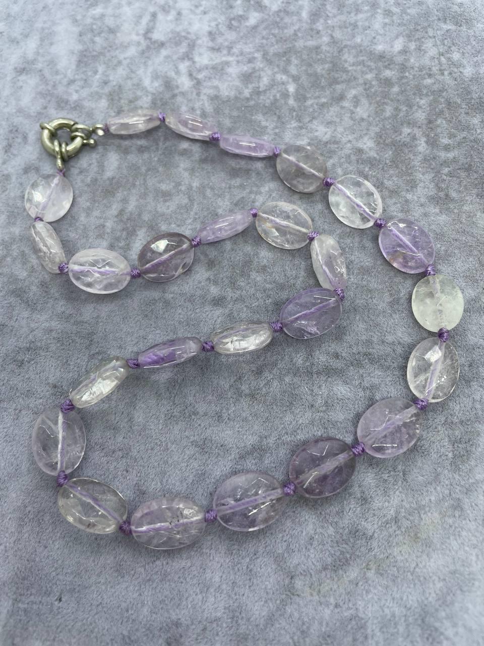 Бусы аметист овал 45 см Фиолетовый (317)