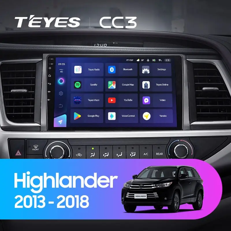 Автомагнітола штатна Teyes для Toyota Highlander 3  2013-2018 Android СС3 6+128G 360° варіант B (1674483202) - фото 3