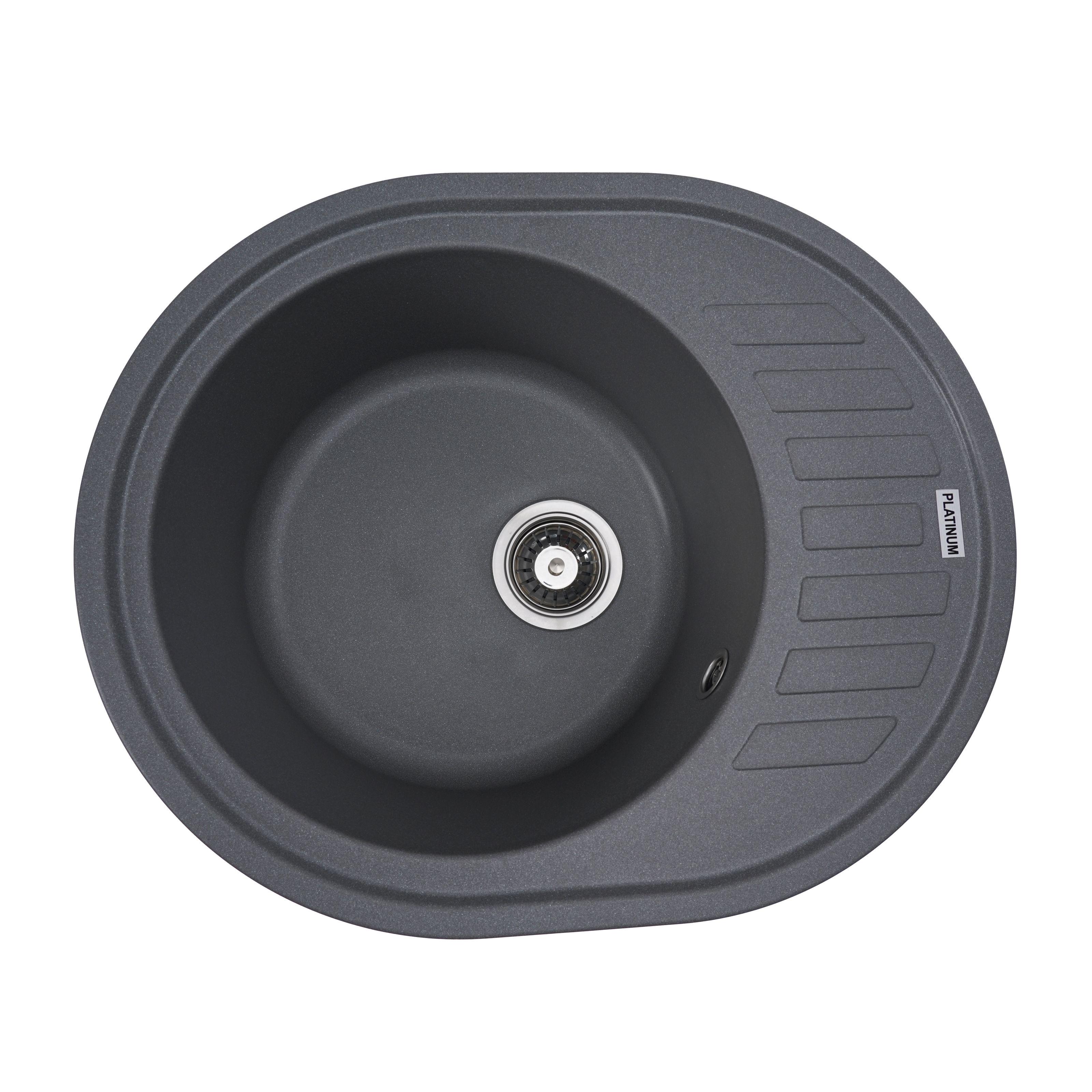 Мойка кухонная Platinum PLS-A25095 гранитная овальная 620x500 мм Серый (25959325) Мойка кухонная Platinum PLS-A25095 гранитная овальная 620x500 мм Серый (25959325)