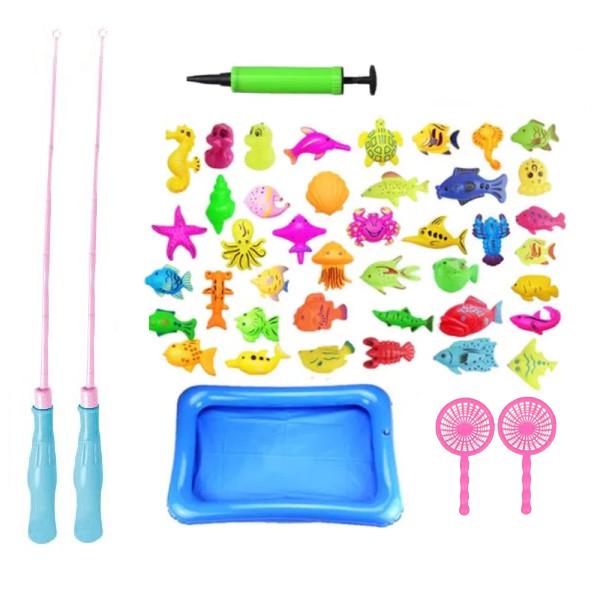 Набор игрушек для рыбалки с магнитной удочкой/рыбками и надувным бассейном 40 шт. (25789679)