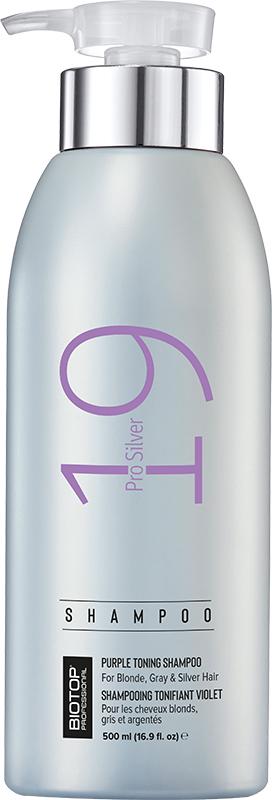 Шампунь антижелтый BIOTOP 19 Pro Silver нейтрализация желтизны и восстановление блондированных волос 500 мл (46028)
