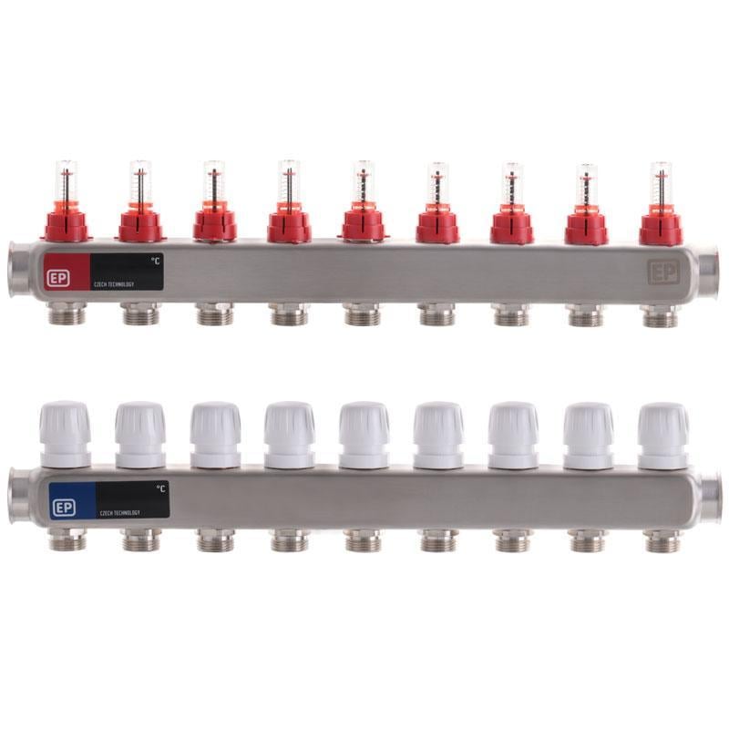 Коллекторный блок с расходомерами Europroduct EP.S1110-09 1"x3/4" нержавеющая сталь (EP4985)