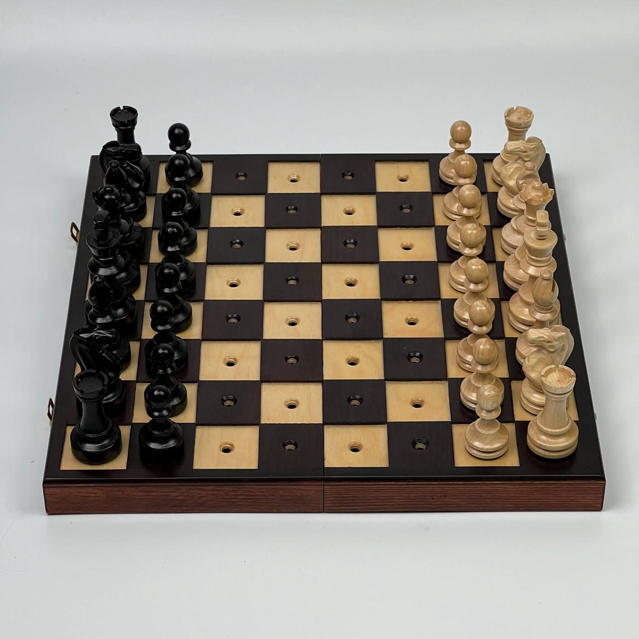 Шахи та шашки дерев'яні для незрячих та людей з порушенням зору інклюзивний набір 35х35 см (197008)