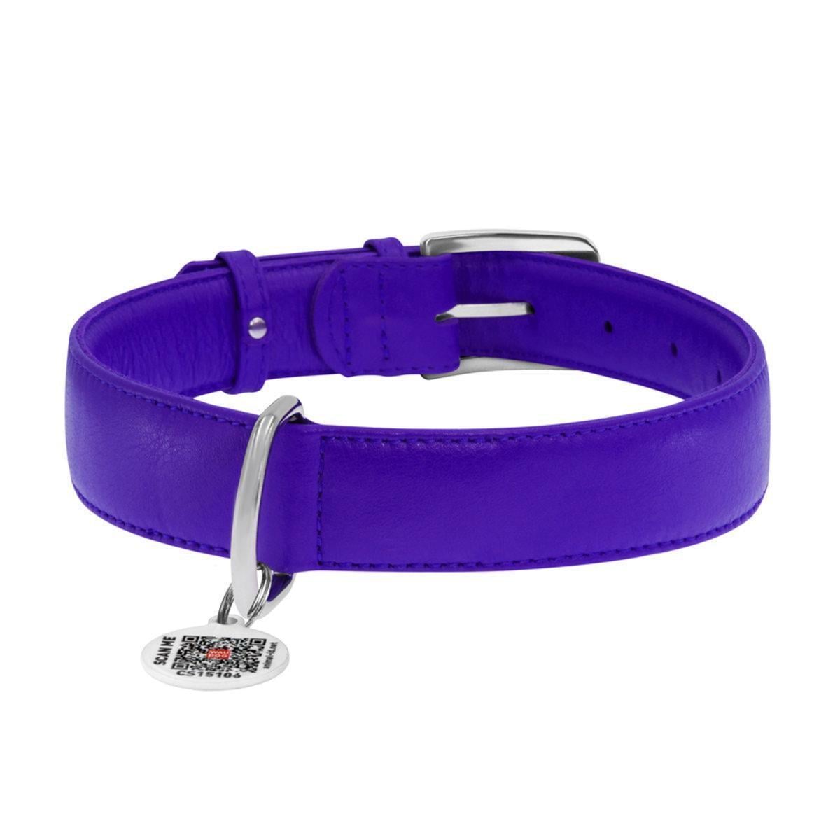 Нашийник для собак шкіряний Waudog Glamour з QR паспортом XL 35 мм х 46-60 см Фіолетовий (33229 Col) Нашийник для собак шкіряний Waudog Glamour з QR паспортом XL 35 мм х 46-60 см Фіолетовий (33229 Col)