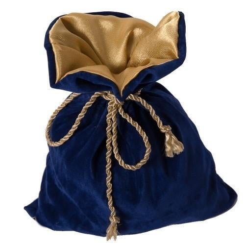 Комплект подарункових мішечків замшу 10 шт. Синій/Золотий