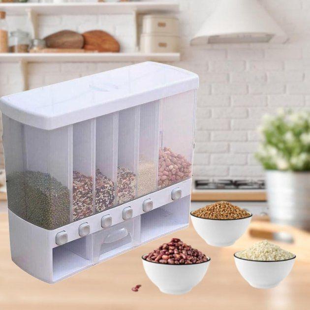 Диспенсер кухонный для круп на 6 отсеков с дозатором (8672) - фото 6