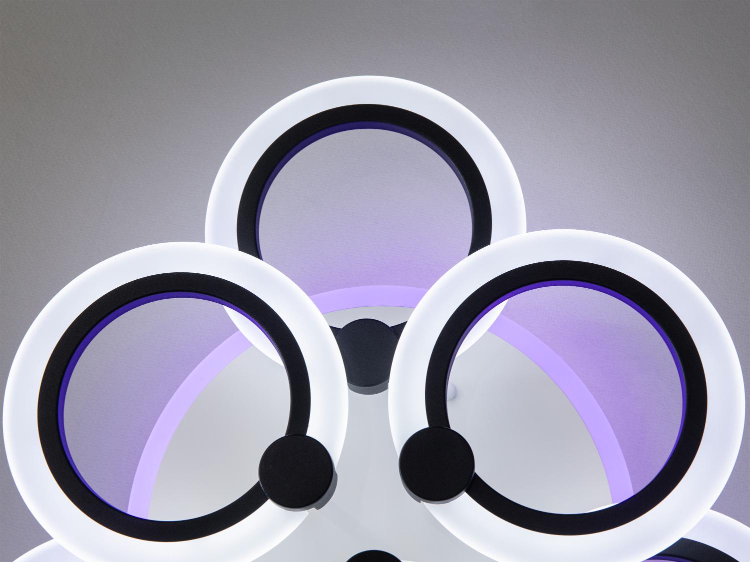 Люстра акриловая для кухни в стиле хай-тек с подсветкой A8022-3+3BK-LS 72W на 11 м2 Черный (1750082704) - фото 5