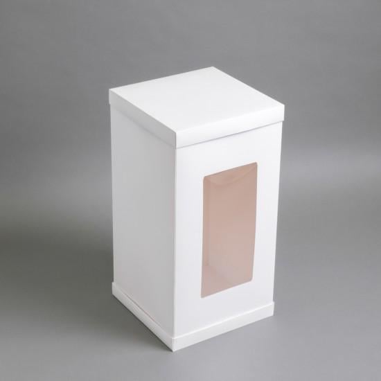 Коробка для торта с окном 300х300х600 мм Белый (13266)