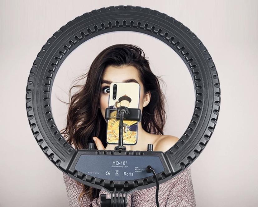 Кольцевая лампа Ring Light HQ-18 55W SMD PRO светодиодная усиленный штатив - фото 9 Кольцевая лампа Ring Light HQ-18 55W SMD PRO светодиодная усиленный штатив - фото 9