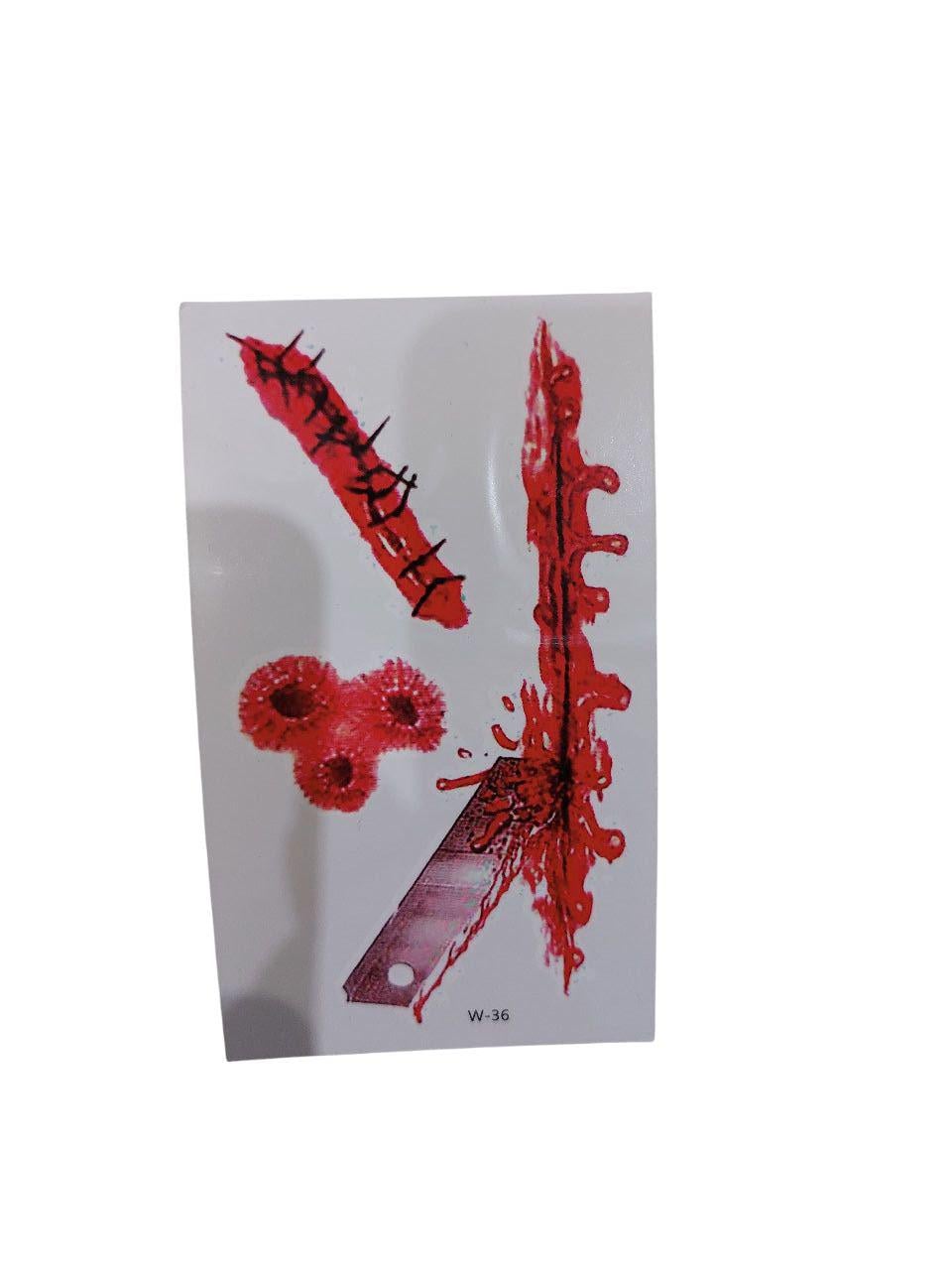 Наклейки тату для Хэллоуина на тело 10x6 см Красный (900018)