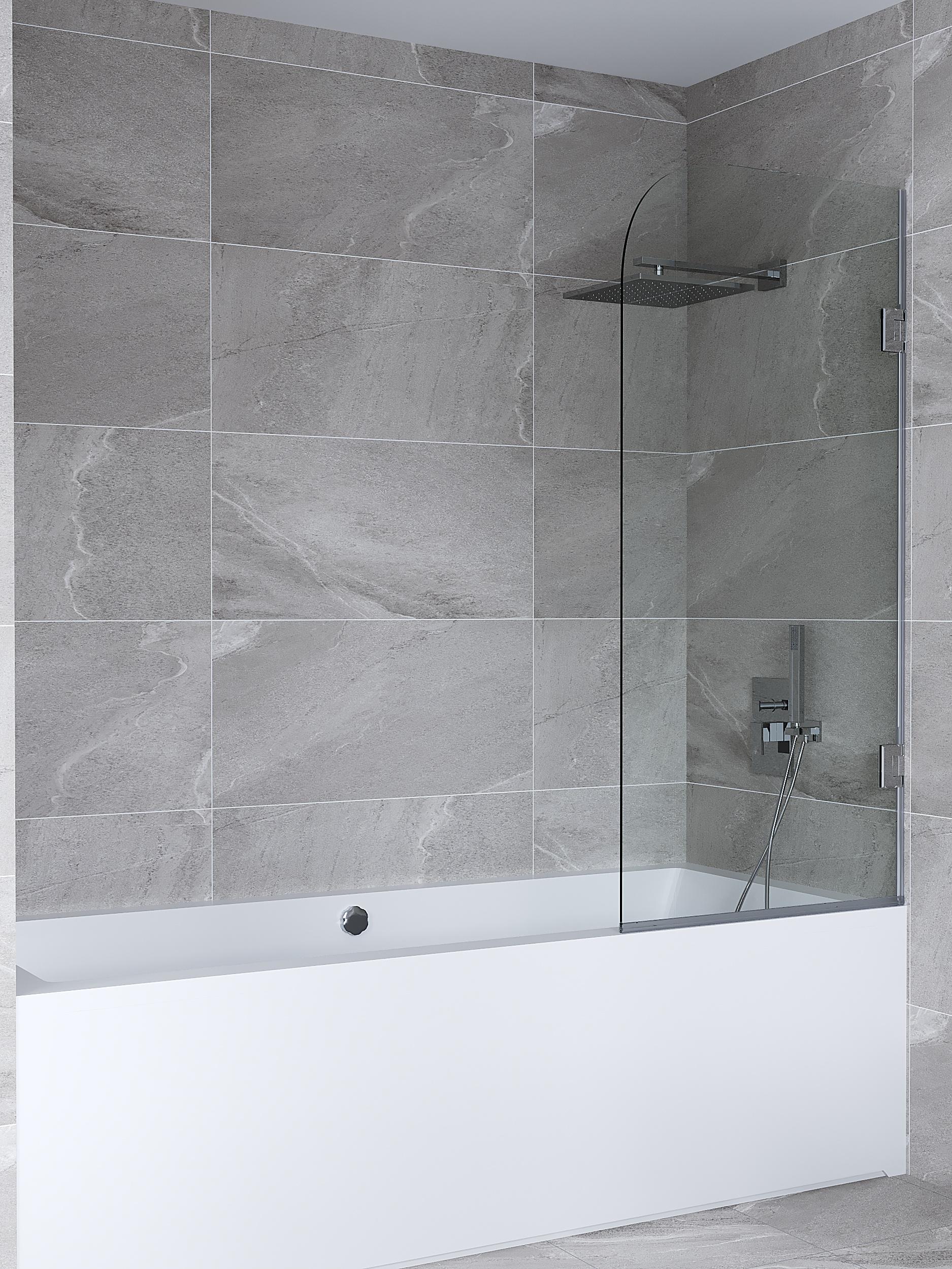 Шторка для ванной відкривна Barbara 600х1400 мм прозора скляна на ванну