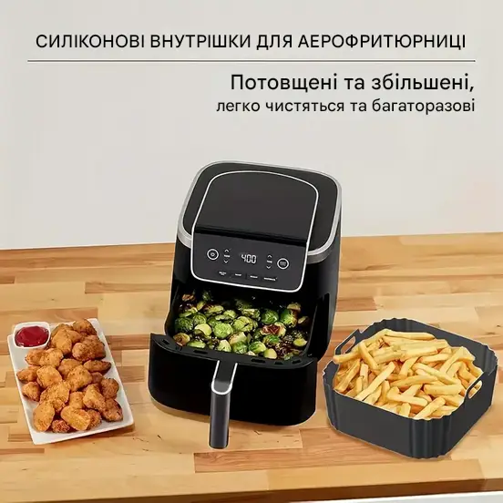 Форма силіконова для аерогрилю та мультипечі ребриста 20,5 см Чорний (REN-22BL) - фото 7 Форма силіконова для аерогрилю та мультипечі ребриста 20,5 см Чорний (REN-22BL) - фото 7