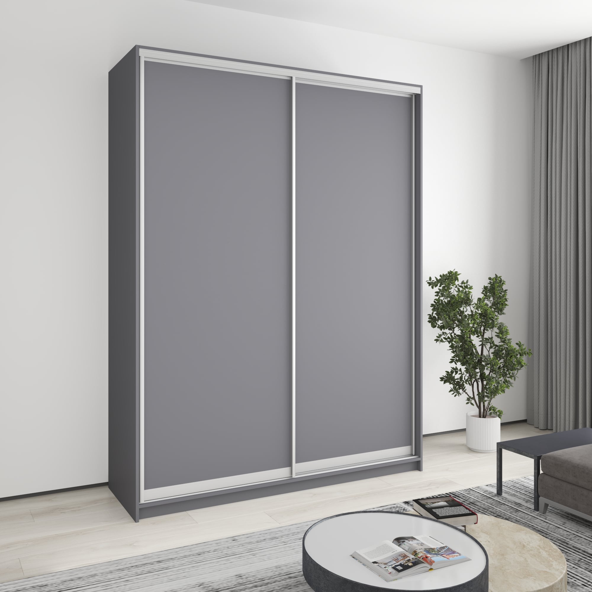 Шкаф-купе двухдверный Mebel Star Уни AL MBS-3925 180х60х240 см Антрацит (1005111) Шкаф-купе двухдверный Mebel Star Уни AL MBS-3925 180х60х240 см Антрацит (1005111)