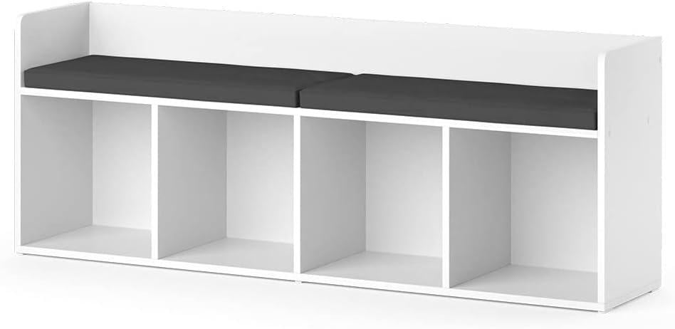 Детский стеллаж Smart Kids с открытыми полками и сиденьем Белый (MS812)