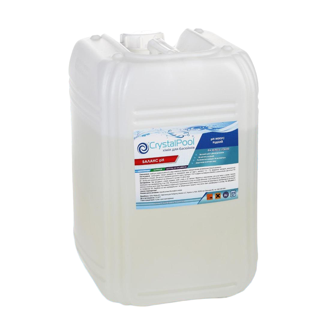 Средство для снижения уровня pH жидкое Crystal Pool pH Minus Liquid 25 кг (01225)