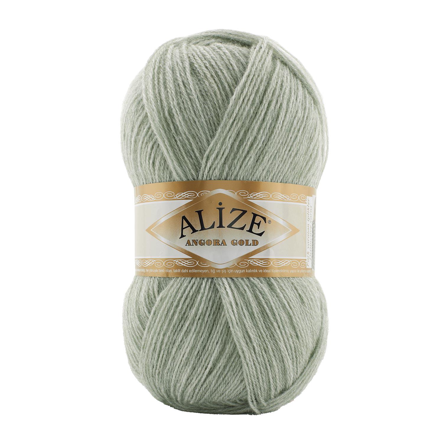 Пряжа Alize Angora Gold 881 Зелено-серый (6325)