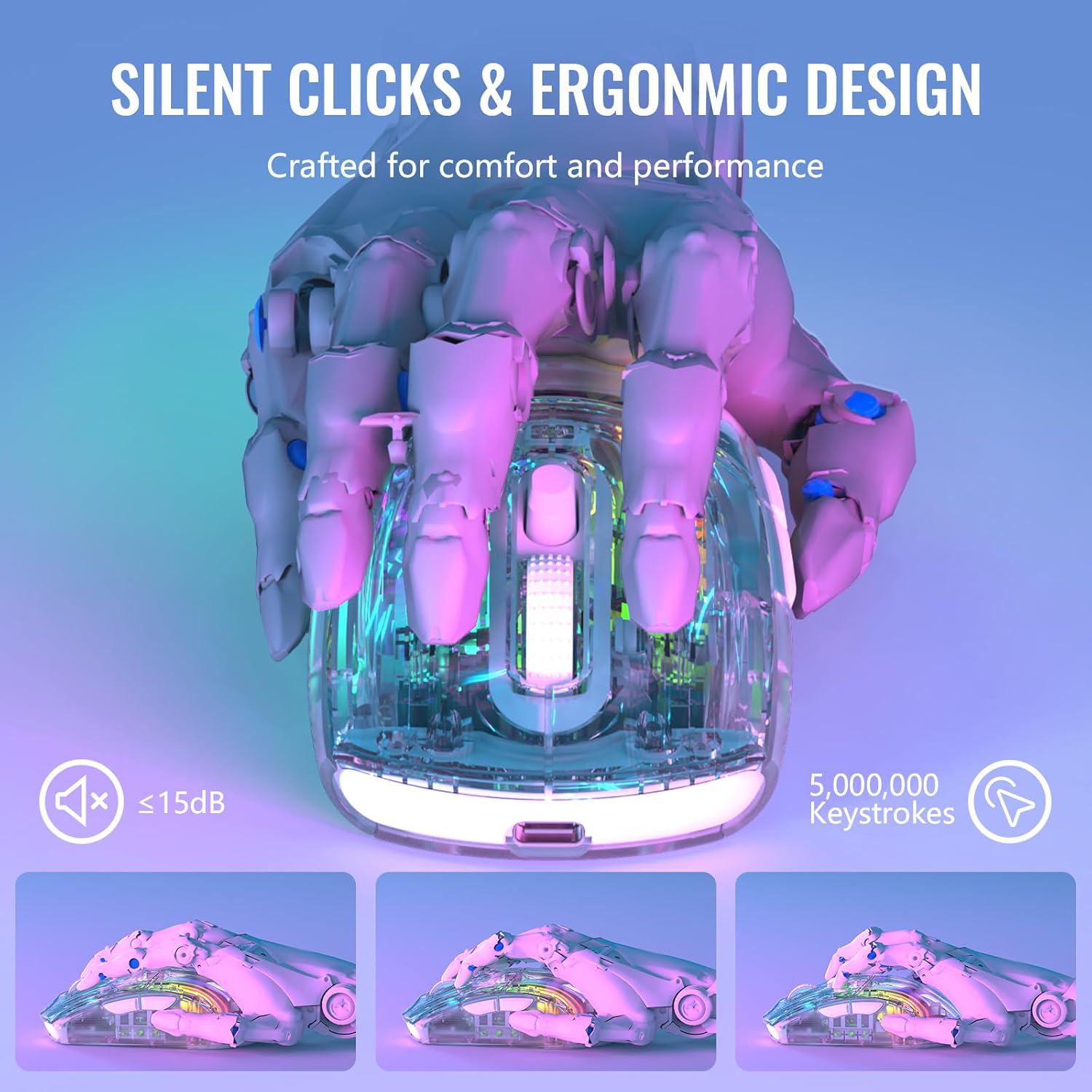 Мышка игровая беспроводная attack shark X2 Pro RGB 3 режима 2,4 G/Bluetooth/кабель/док станция 4000 DPI White - фото 2 Мышка игровая беспроводная attack shark X2 Pro RGB 3 режима 2,4 G/Bluetooth/кабель/док станция 4000 DPI White - фото 2