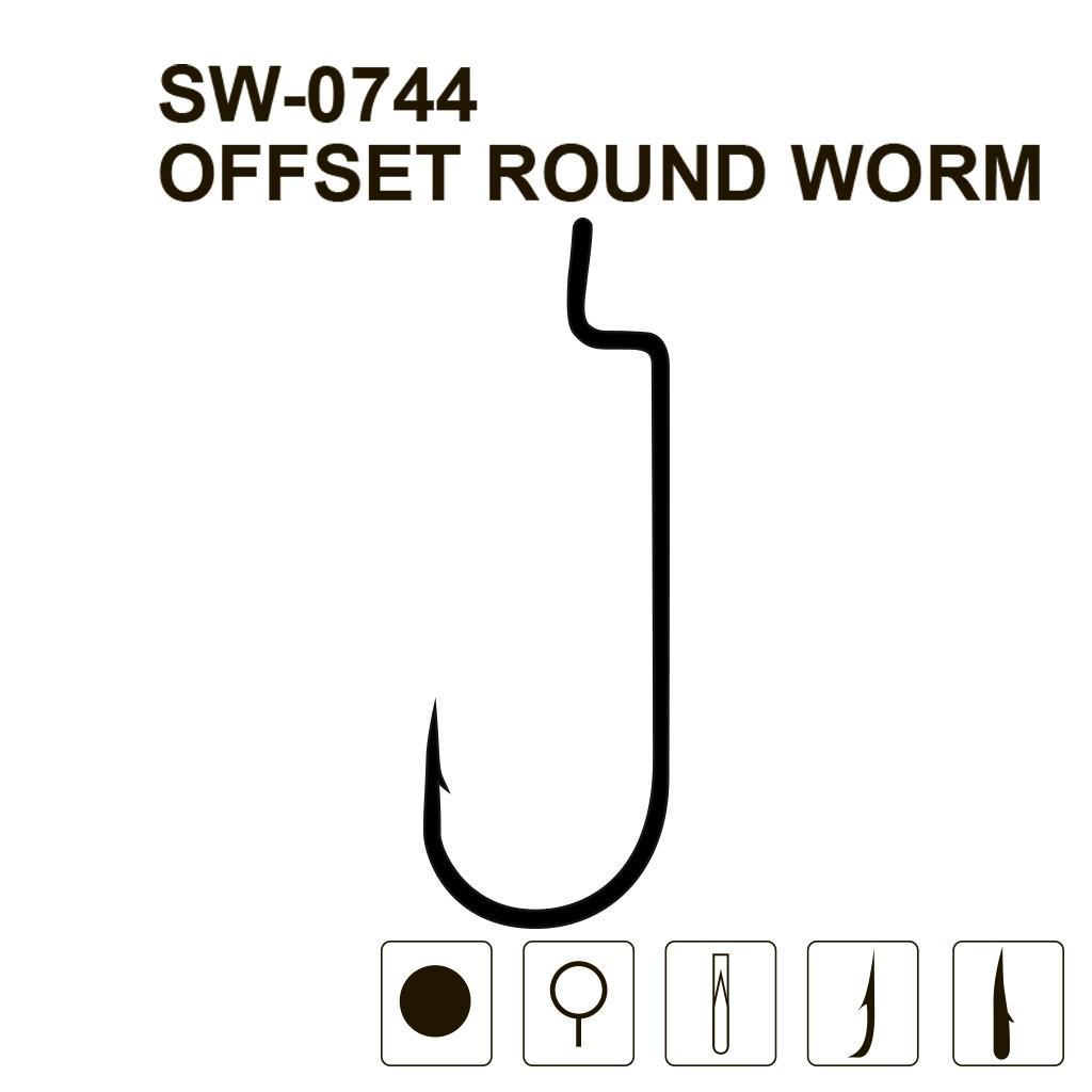 Гачки офсетні MiniMax Offset Round Worm SW-0744 №2/0 5 шт. - фото 2