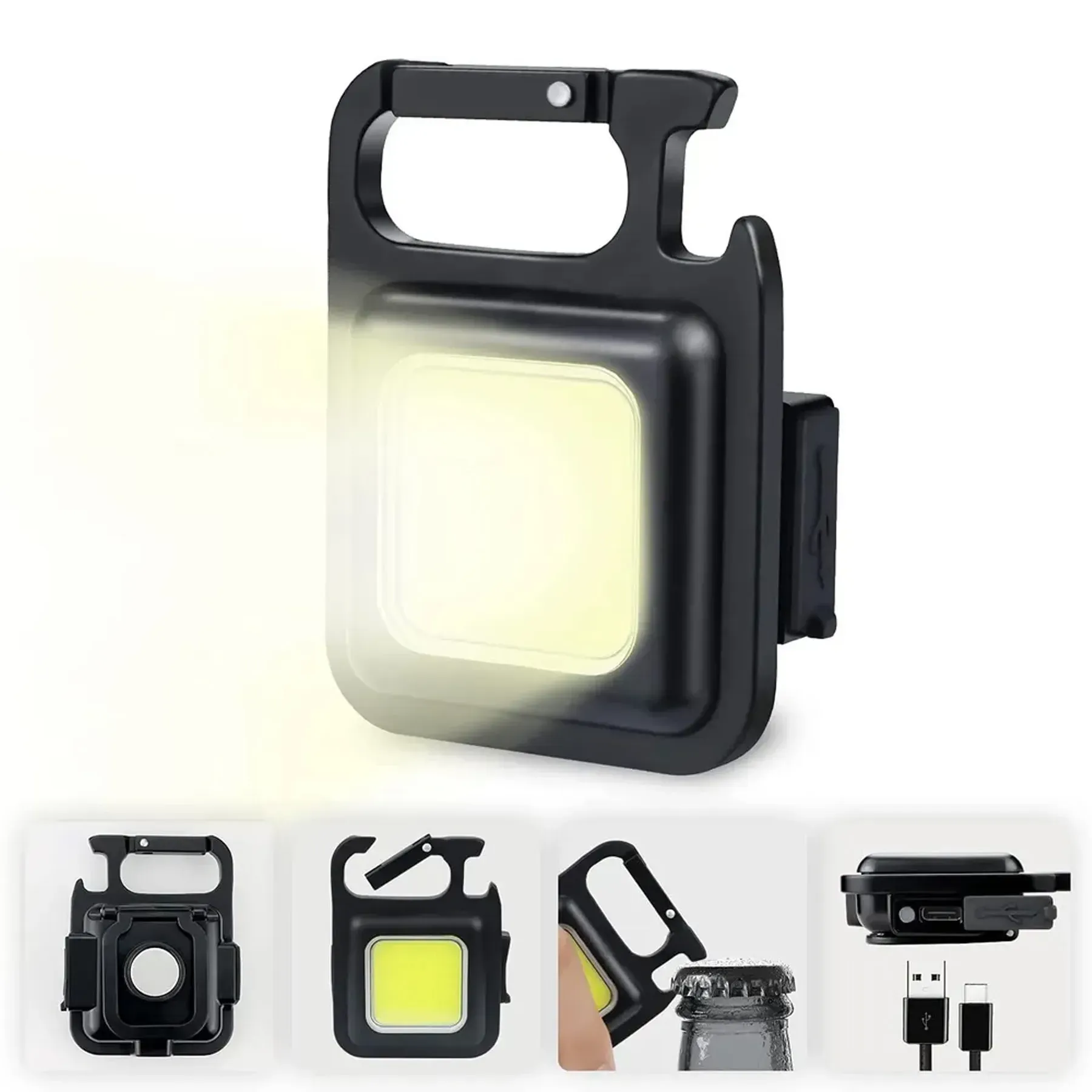 Ліхтар брелок акумуляторний з карабіном та відкривалкою LED COB 500 mAh (234565829) - фото 3