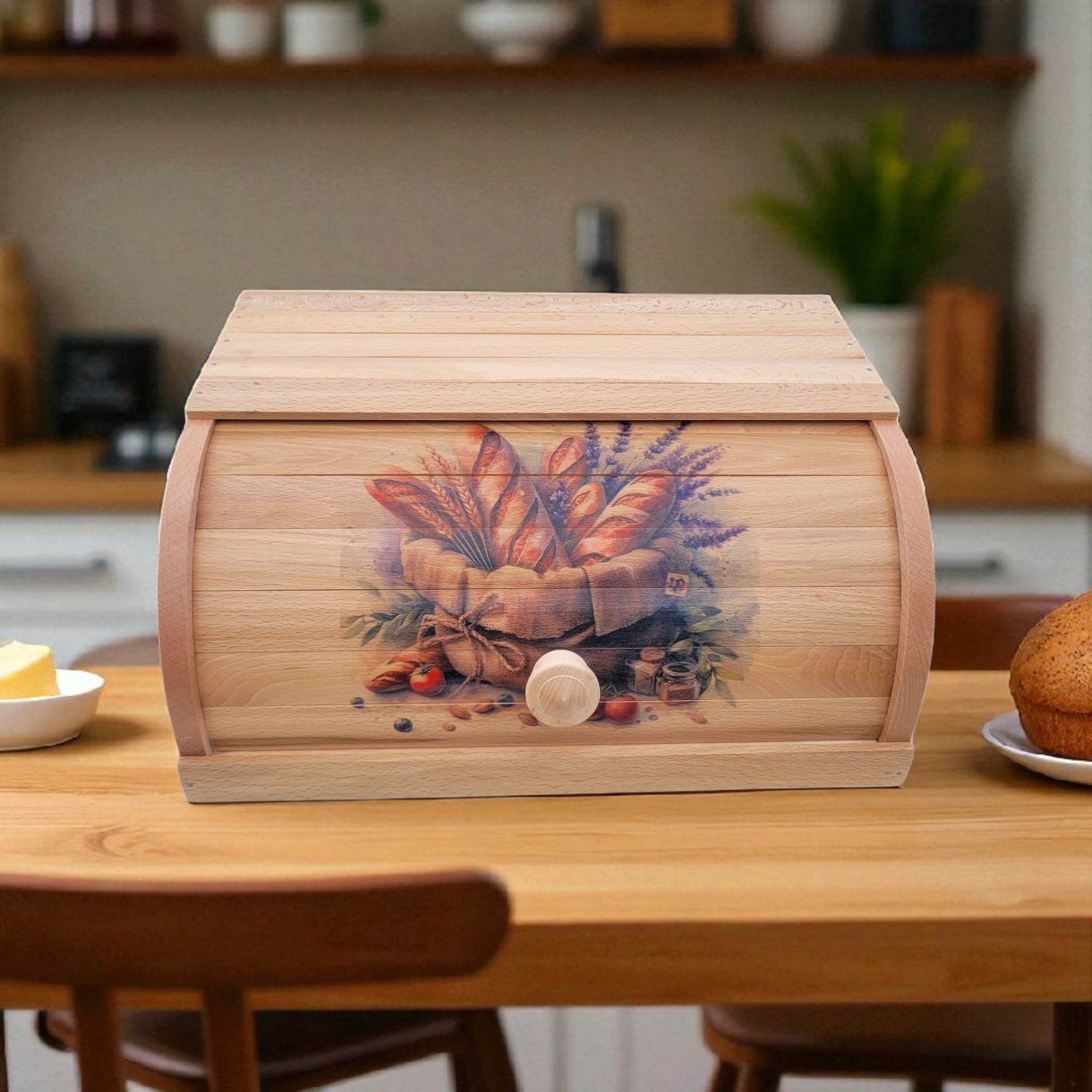 Хлебница деревянная из бука с декоративным рисунком 37,5×27×16 см ручная работа (35478143) - фото 3