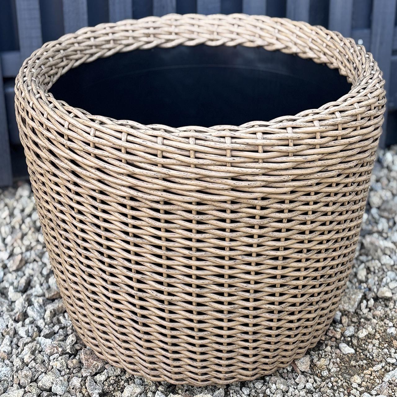Кашпо велике для рослин та квітів з штучного ротангу/ручної роботи 90 л Дерево - фото 5