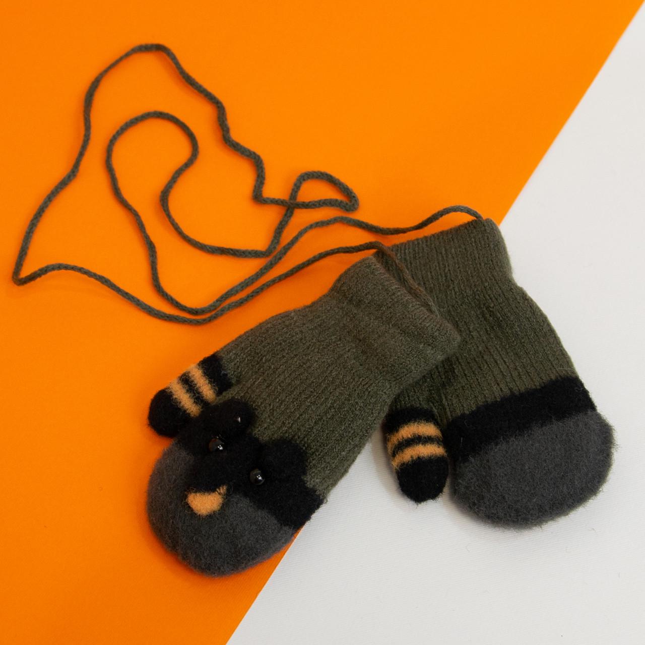 Варежки детские на 1-2 года зимние на веревочке 20-7-86 Зеленый (DR010131) Варежки детские на 1-2 года зимние на веревочке 20-7-86 Зеленый (DR010131)