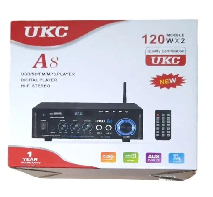Стереопідсилювач UKC A8 2 каналу 2х120 Вт USB/SD CARD/FM/AUX з пультом керування (opt-104804)