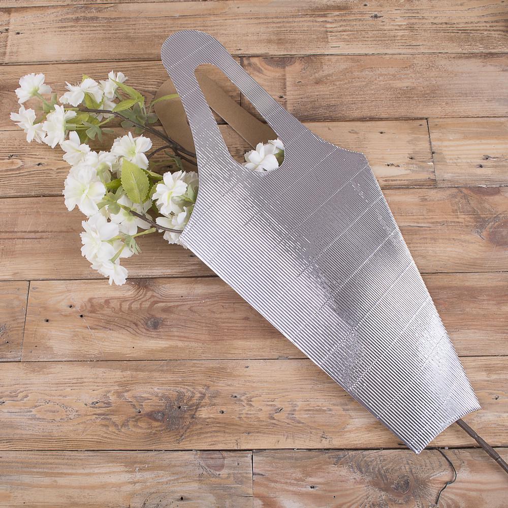 Пакет без дна для цветов гофрированный Серебряный (2454-2)