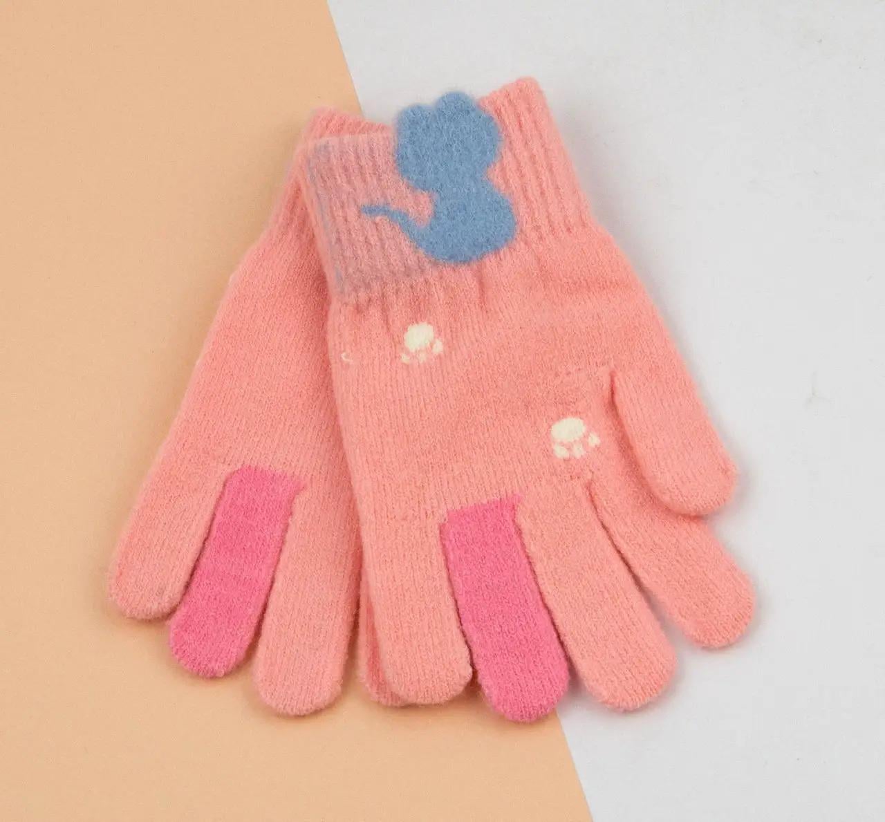 Детские перчатки трикотажные 6-10 лет Розовый (24-8-004)