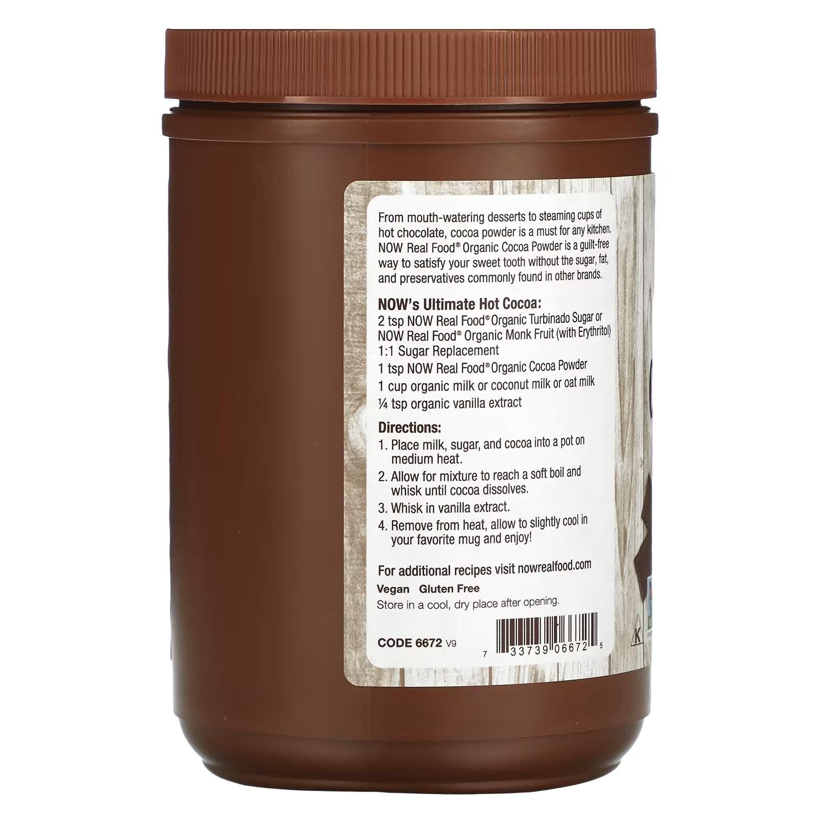 Органічний какао-порошок NOW Foods Cocoa Lovers Organic Cacao Powder натуральний шоколад 340 г (1009143401) - фото 3