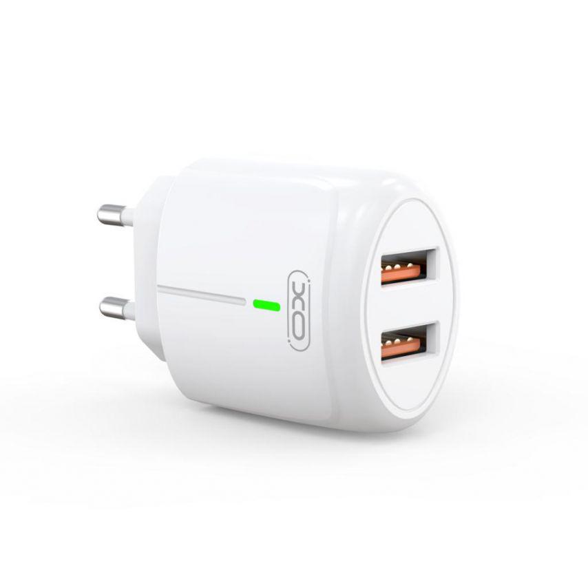 Адаптер Xo 2в1 L111 2USB/2.4A + Data Cable USB to Micro White - фото 4