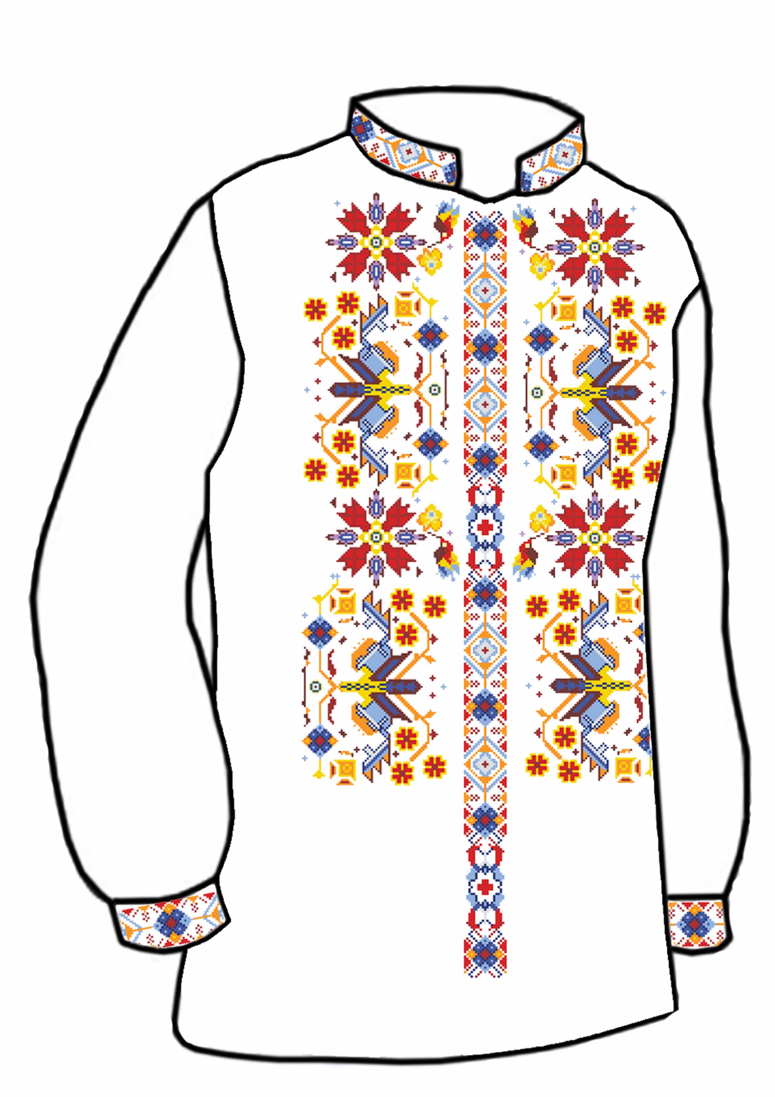 Заготовка для вышивки нитями или бисером/рубашка мужская не пошитая СЧД-227 домотканное полотно